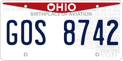 OH license plate GOS8742