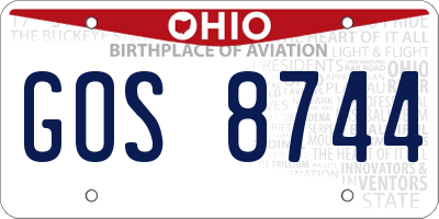 OH license plate GOS8744