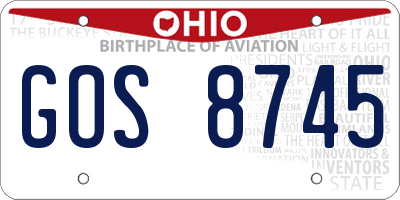 OH license plate GOS8745