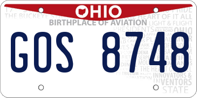 OH license plate GOS8748