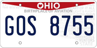 OH license plate GOS8755
