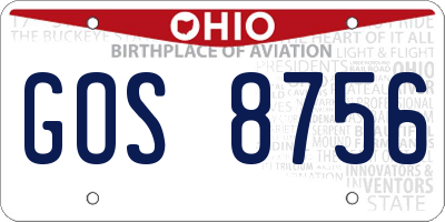 OH license plate GOS8756