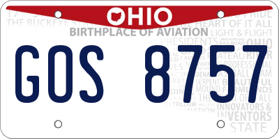 OH license plate GOS8757