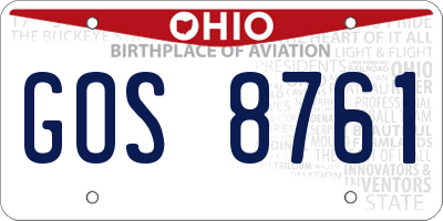 OH license plate GOS8761