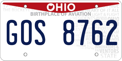 OH license plate GOS8762