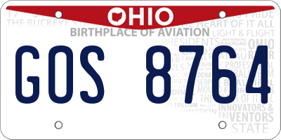 OH license plate GOS8764