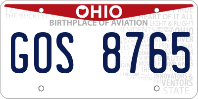 OH license plate GOS8765