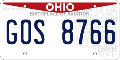 OH license plate GOS8766
