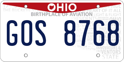 OH license plate GOS8768