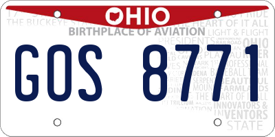 OH license plate GOS8771