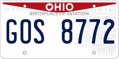 OH license plate GOS8772