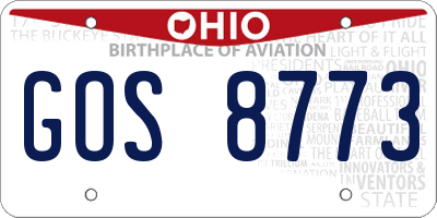 OH license plate GOS8773