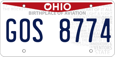 OH license plate GOS8774