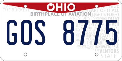 OH license plate GOS8775