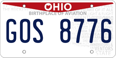 OH license plate GOS8776