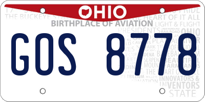 OH license plate GOS8778