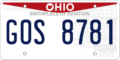 OH license plate GOS8781