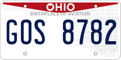 OH license plate GOS8782