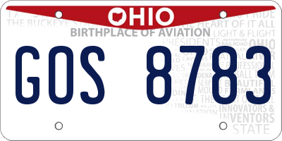 OH license plate GOS8783