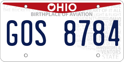 OH license plate GOS8784