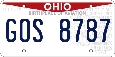 OH license plate GOS8787
