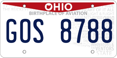 OH license plate GOS8788
