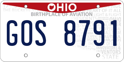 OH license plate GOS8791