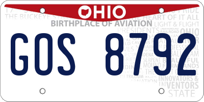 OH license plate GOS8792