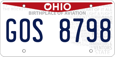 OH license plate GOS8798