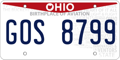 OH license plate GOS8799