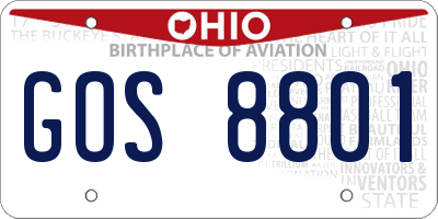 OH license plate GOS8801