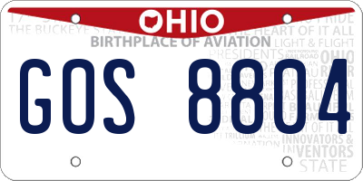 OH license plate GOS8804