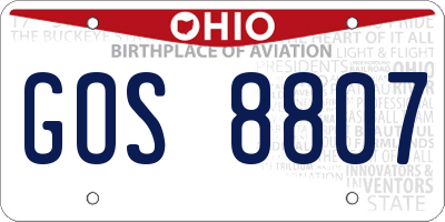 OH license plate GOS8807