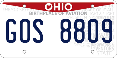 OH license plate GOS8809
