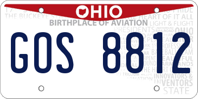 OH license plate GOS8812