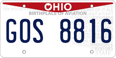 OH license plate GOS8816