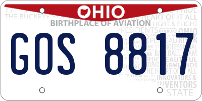 OH license plate GOS8817