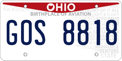 OH license plate GOS8818