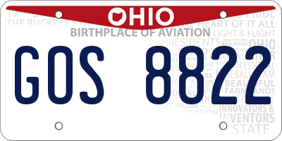 OH license plate GOS8822