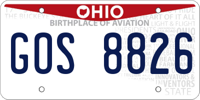 OH license plate GOS8826
