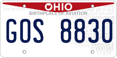 OH license plate GOS8830