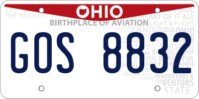OH license plate GOS8832