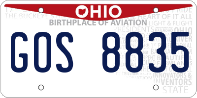 OH license plate GOS8835