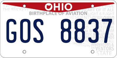 OH license plate GOS8837