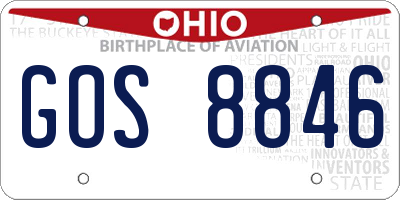 OH license plate GOS8846
