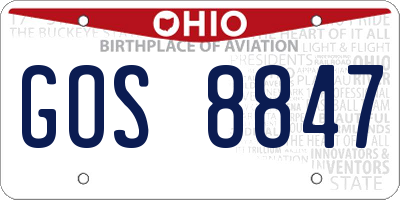 OH license plate GOS8847