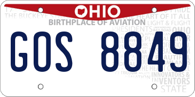 OH license plate GOS8849