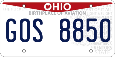 OH license plate GOS8850