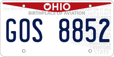 OH license plate GOS8852