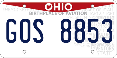 OH license plate GOS8853